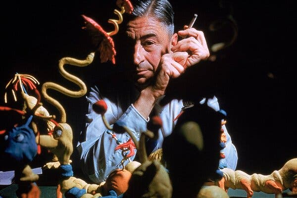 Theodor Geisel, known as Dr. Seuss, with some of the characters he created for his children’s books.